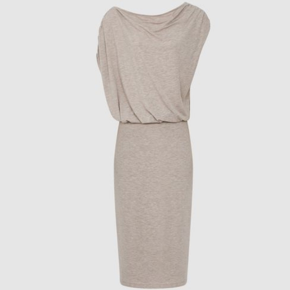 NWT REISS | Evelyn Drapey Jersey Dress - Nude - Picture 2 of 11